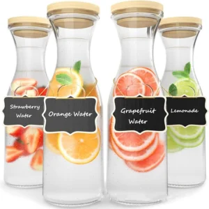 Glass Carafe with White Lids