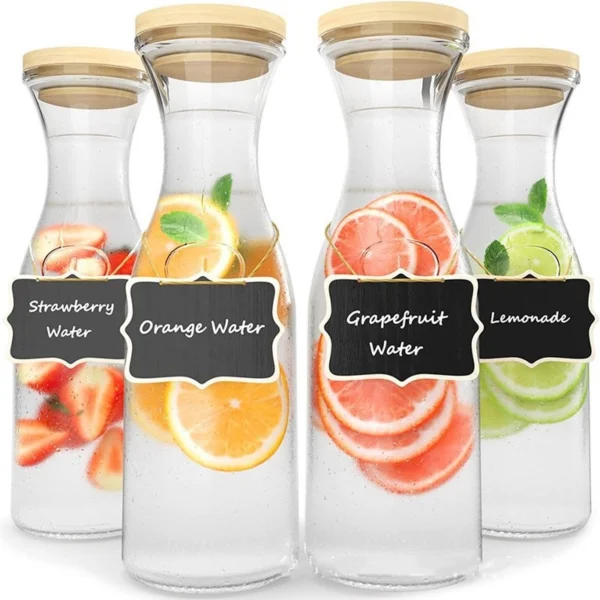 Glass Carafe with White Lids