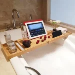 Expandable Bamboo Bathtub Caddy Tray 11 bathroom storage shelf