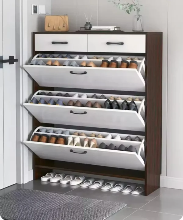 Compact box shoe rack assembly