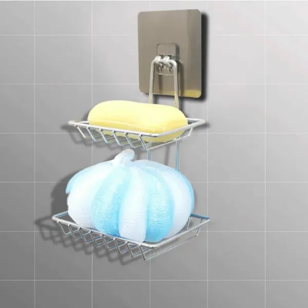 Adhesive soap holder for bathroom