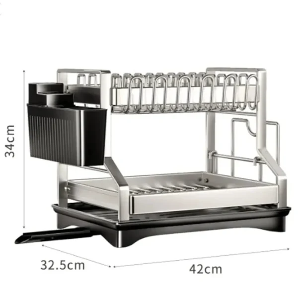 Modern kitchen dish rack with water tray