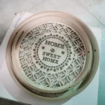 Round wood and glass trays