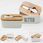 Ceramic butter set with knife