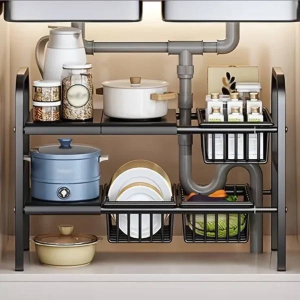 sink adjustable 2 tier rack