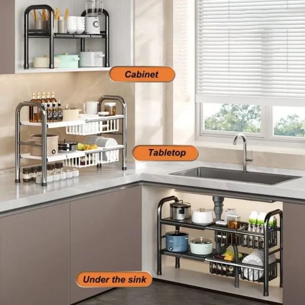 Multi-functional under-sink shelf