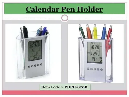 Office stationery organizer with clock