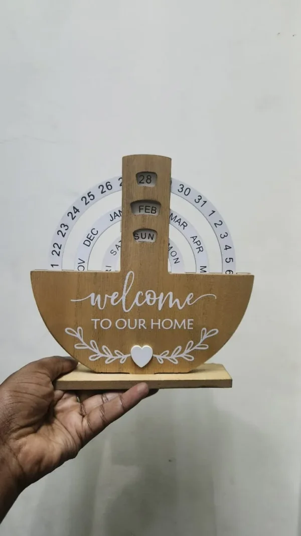 Handcrafted wooden calendar for office