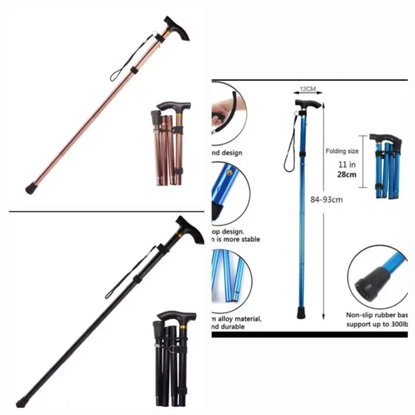 Foldable walking stick for elderly