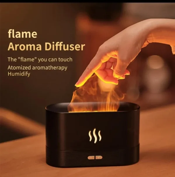 Essential oil diffuser with flame effect