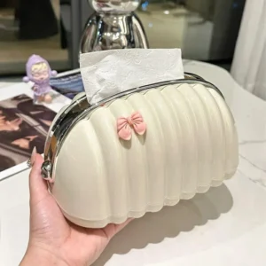 Creamy-White Shell Shaped Tissue Box Cover 1 White Shell Shaped Tissue Box