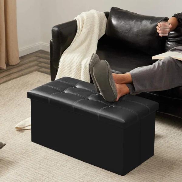 Leather storage ottoman