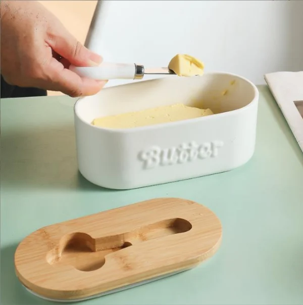 Black and white butter dish