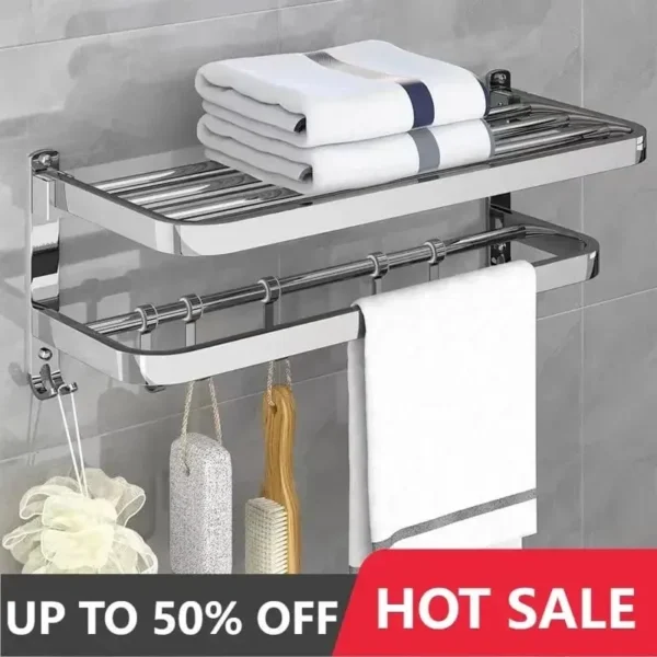 Wall mounted bathroom towel rack