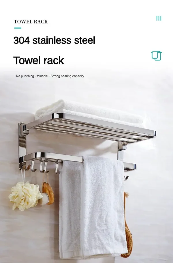 Foldable double layer towel rack