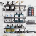 6pcs set Shower caddy shelf/Bathroom organizer 3 Adhesive shower rack rustproof