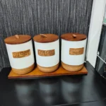 3-piece storage jars with tray