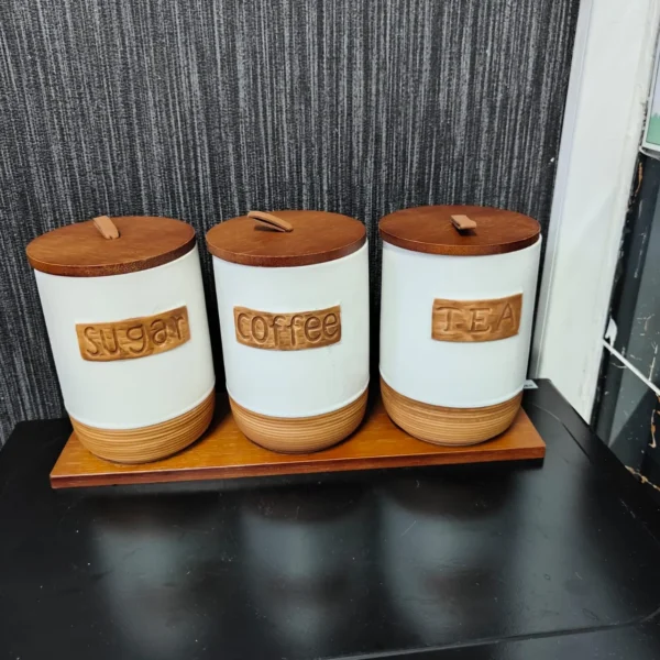 3-piece storage jars with tray