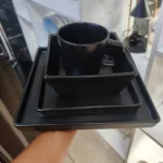 Elegant black plates and bowls