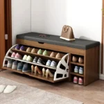 Tipping bucket shoe rack