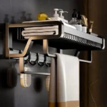 wall-mounted towel shelf