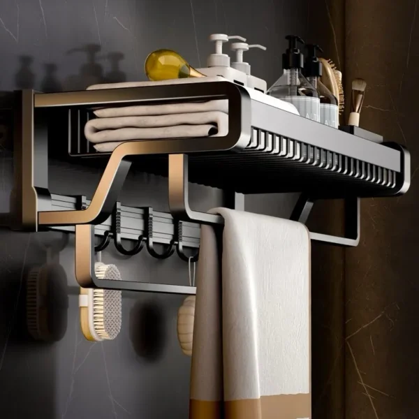 wall-mounted towel shelf