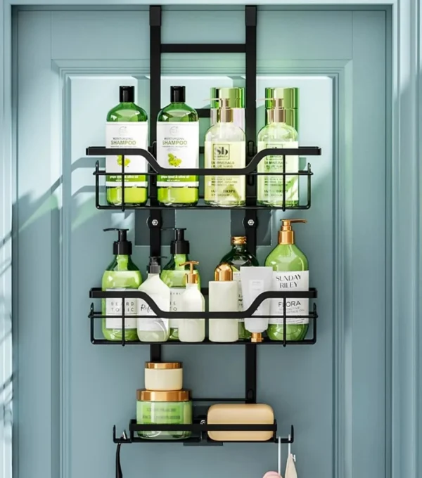drill-free bathroom shelf