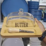 Butter dish with bamboo tray