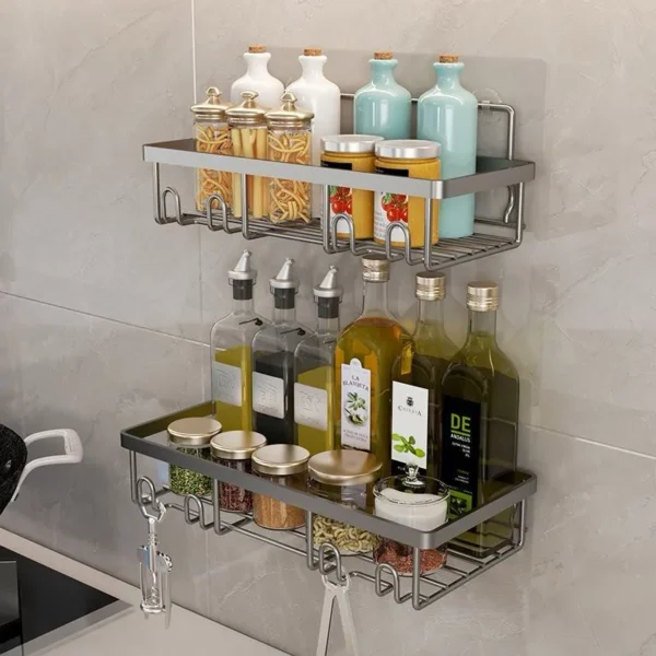 Adhesive corner shower shelf