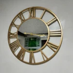 Metal wall clock with mirror