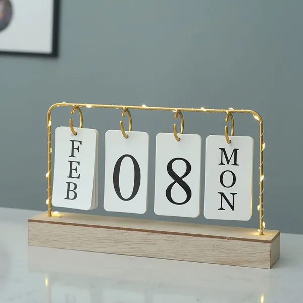 Table calendar with LED light