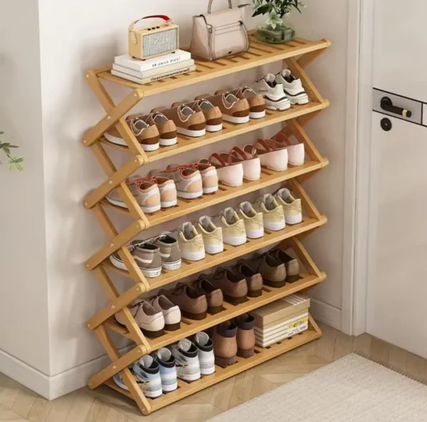 Foldable Bamboo Shoe Rack