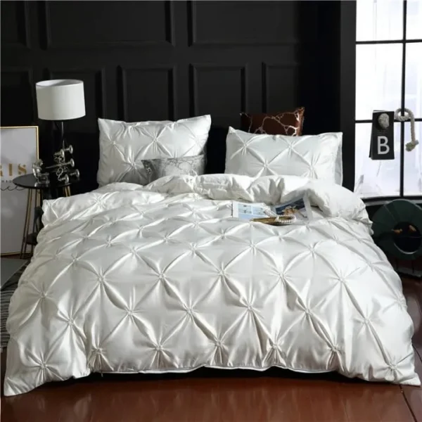 3pcs Pinch Pleat Pintuck Duvet Cover Set