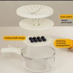 Foldable handle strainer