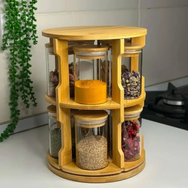 Rotating Spice Bamboo Tabletop Rack