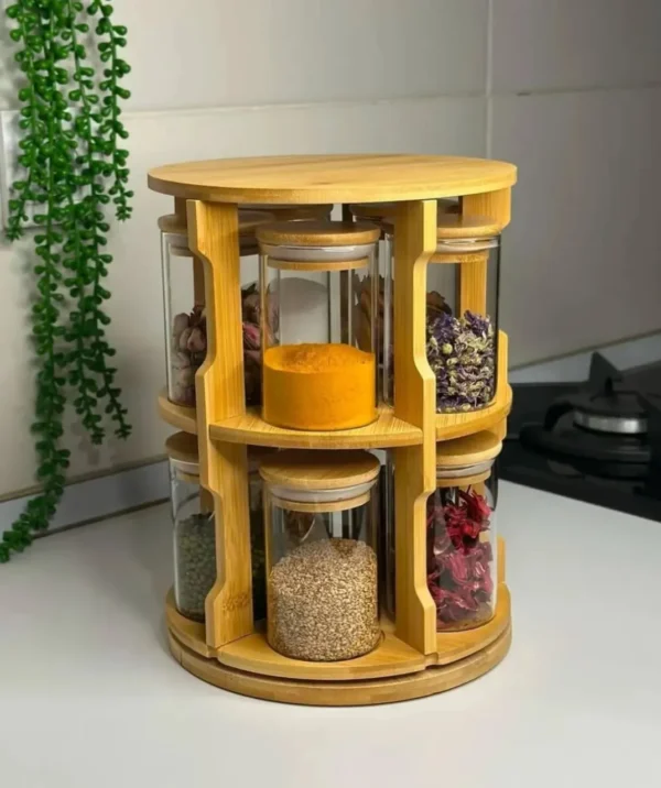 Rotating Spice Bamboo Tabletop Rack