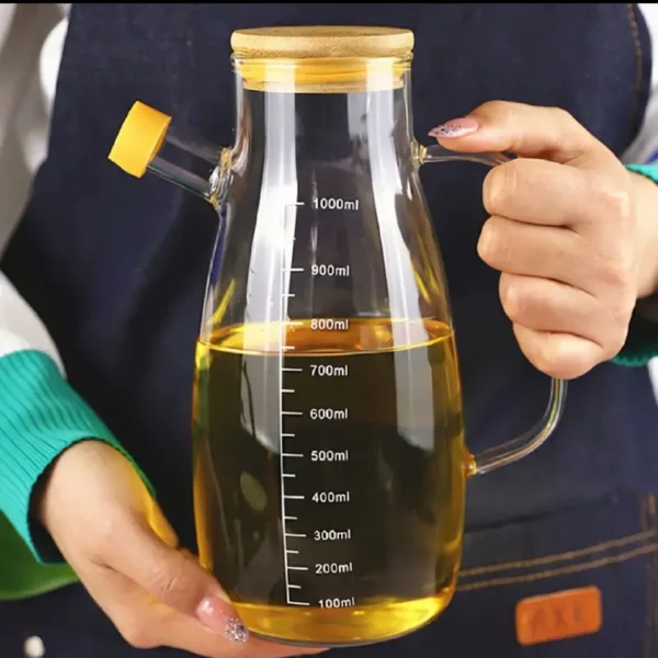 Glass Oil Bottle with Bamboo Lid