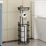 Black tissue holder with wipes compartment
