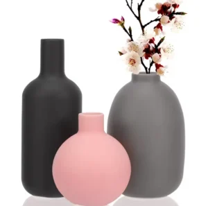 muted color decor vases