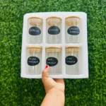 6-pack round Glass Jars with Bamboo lid And Spoon 4 Glass jars with bamboo lids