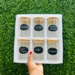 6-pack round Glass Jars with Bamboo lid And Spoon 2 6-pack round Glass Jars
