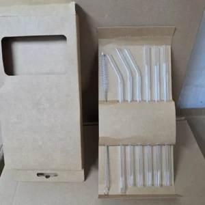 Glass Straw Set with Cleaning Brush
