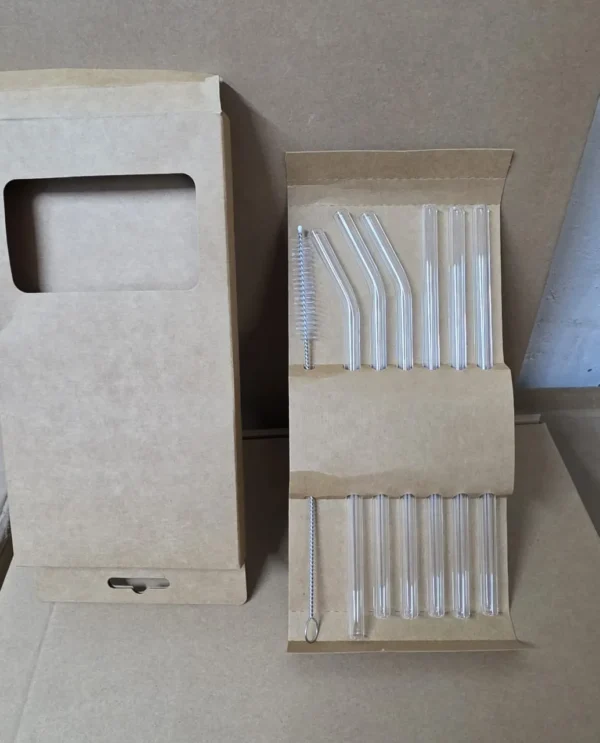 Glass Straw Set with Cleaning Brush