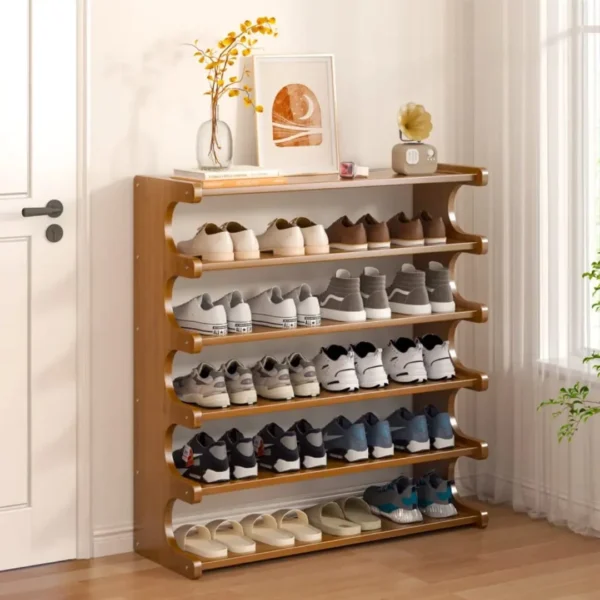 wooden shoe storage shelf