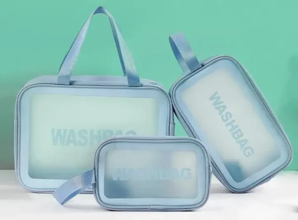 3 piece transparent toiletry bag