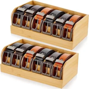 Premium Bamboo Belt Organizer