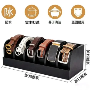 Wooden belt storage rack
