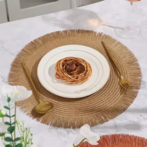 Cream white rattan placemats