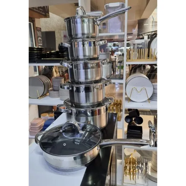 12 pcs stainless steel cooking pots