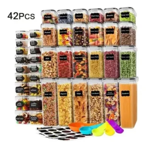 42pcs BPA Free Airtight Plastic Pantry Containers